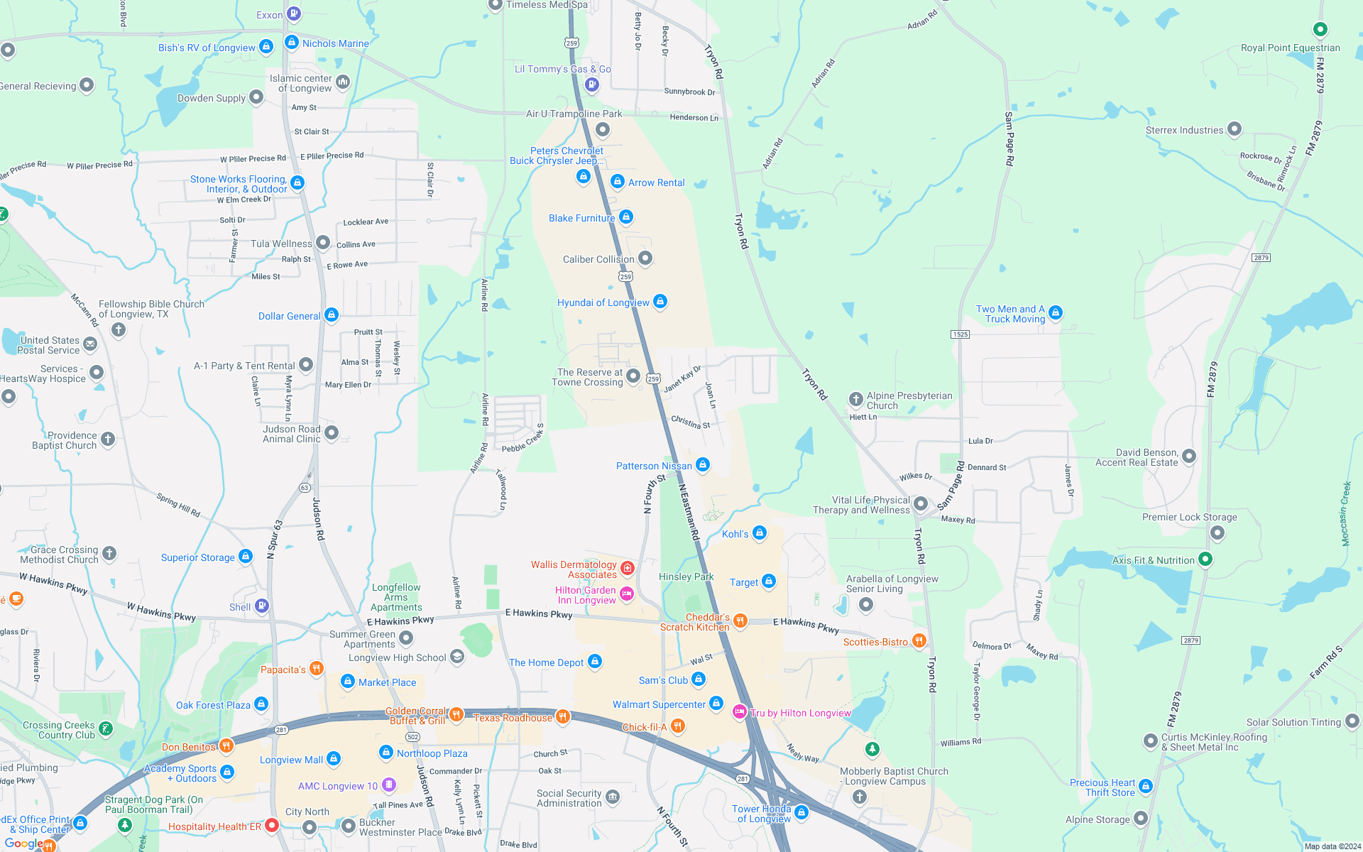 Google map showing store location