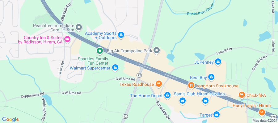 Google map showing store location