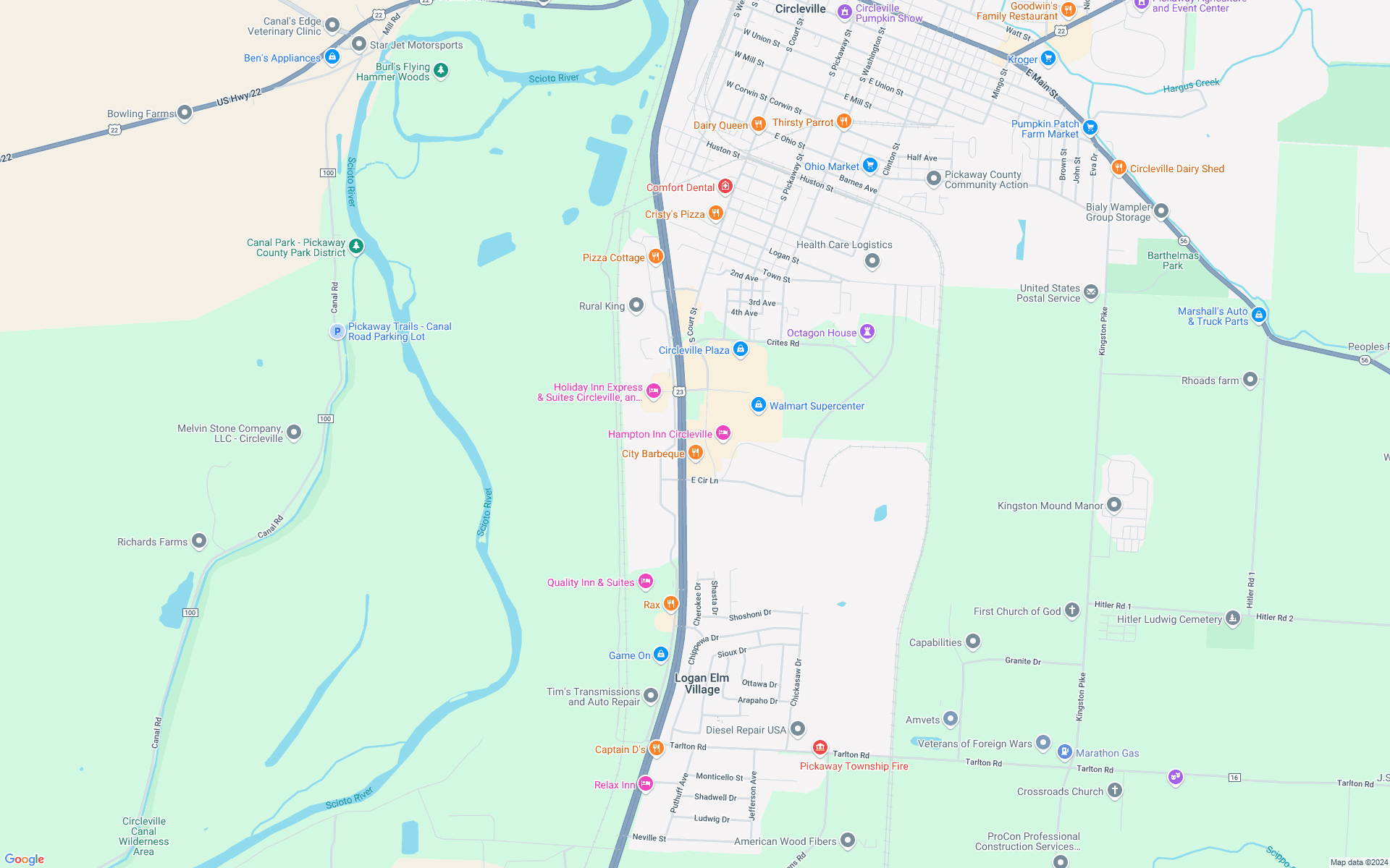 Google map showing store location